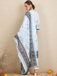 Indo Era Ethnic Motifs Printed Kurta With Trousers & Dupatta