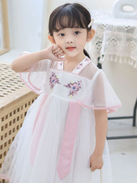 YK Girls Floral Print V-Neck Fit & Flare Dress