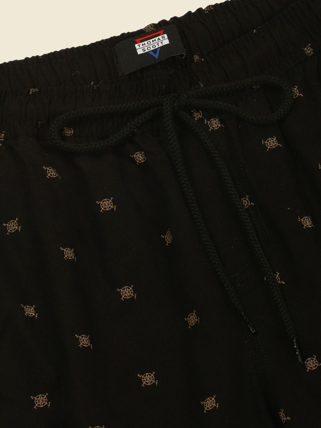 Thomas Scott Men Abstract Printed Smart Slim Mid-Rise Fit Easy Wash Joggers Trousers