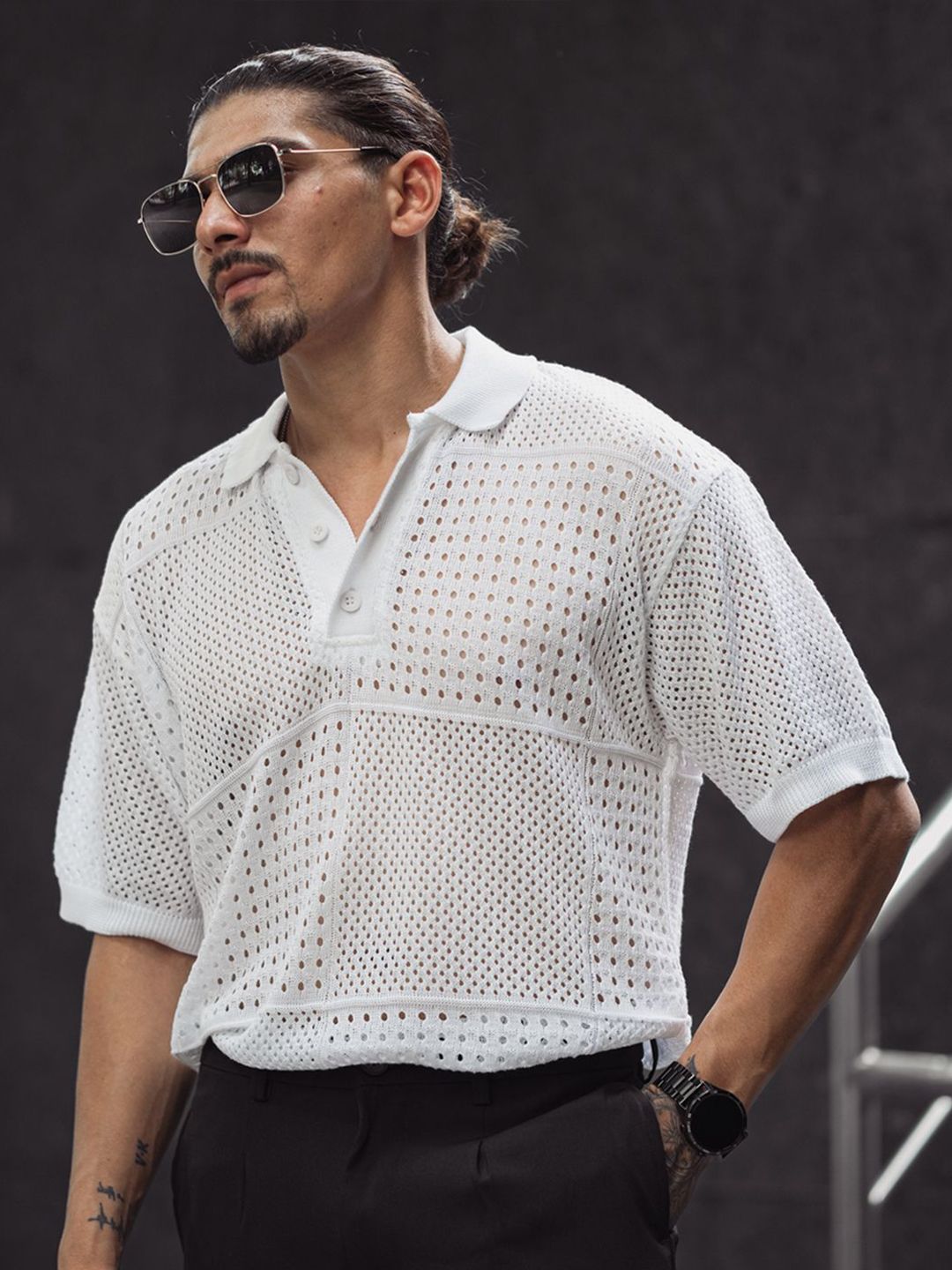 Powerlook Men Polo Collar Drop-Shoulder Sleeves T-shirt