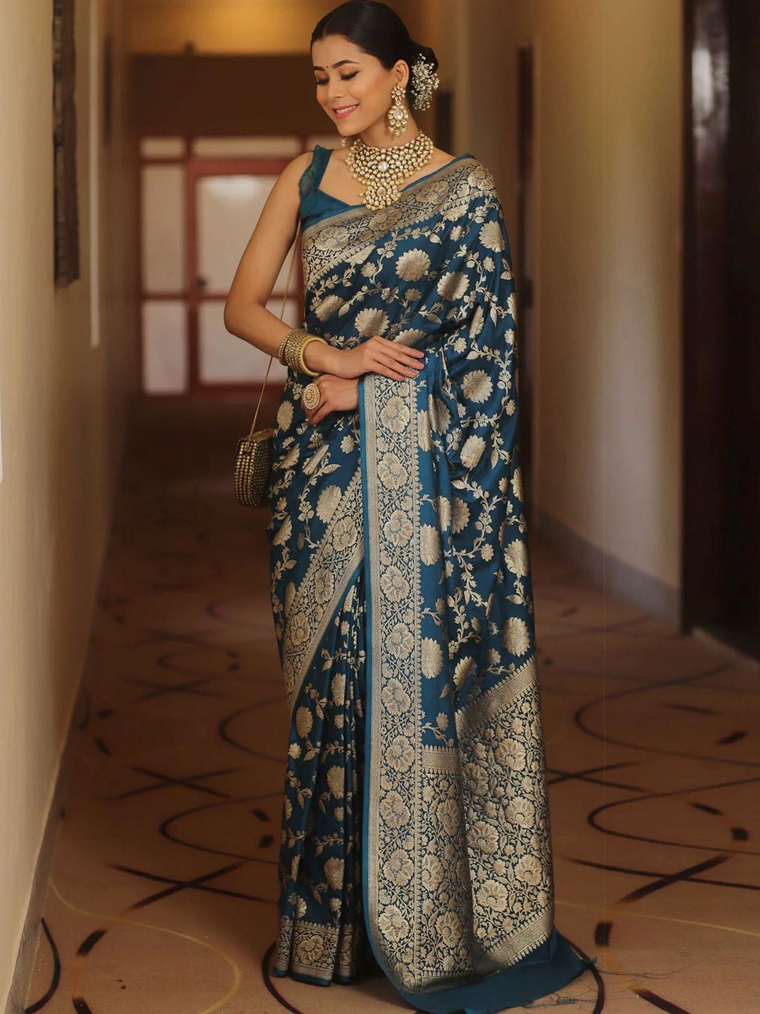 KALINI Ethnic Motifs Zari Banarasi Saree