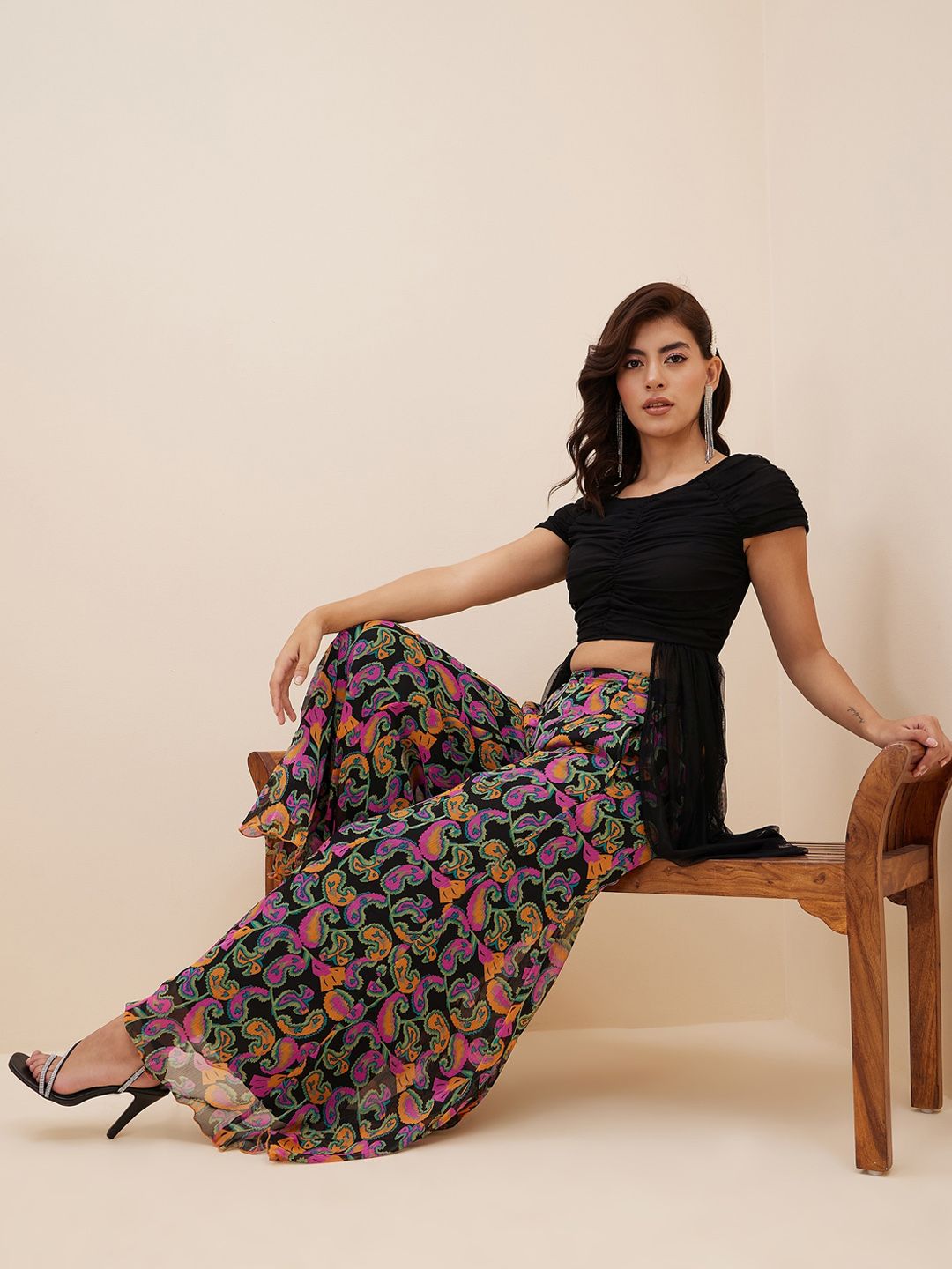 Antheaa Ruched Top With Palazzos