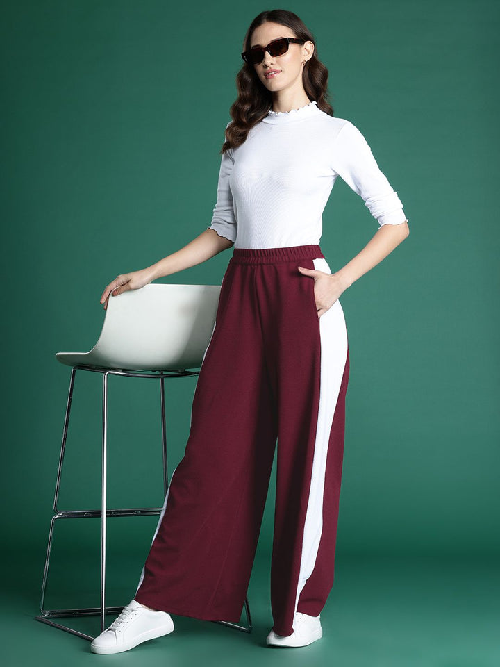 DressBerry Colourblocked High-Rise Wide Leg Trousers