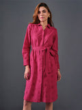 AND Self Design Belted Pure Cotton Shirt Dress