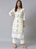 W Floral Printed Straight Kurta with Trousers