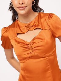 DressBerry Midnight Cleopatra Cut Out Detailed Ruched Satin Dress