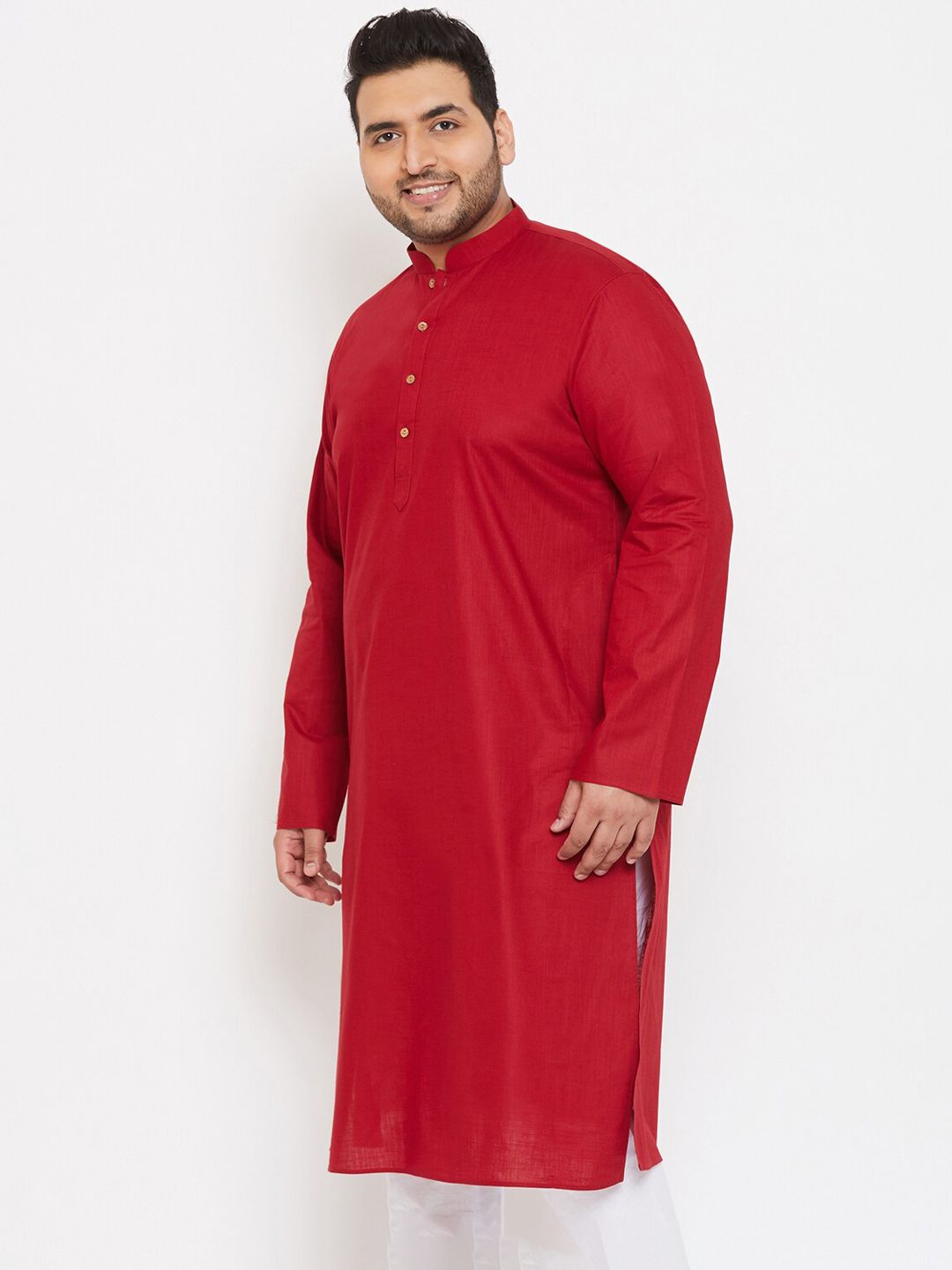 VASTRAMAY Men Plus Size Mandarin Sleeve Kurta