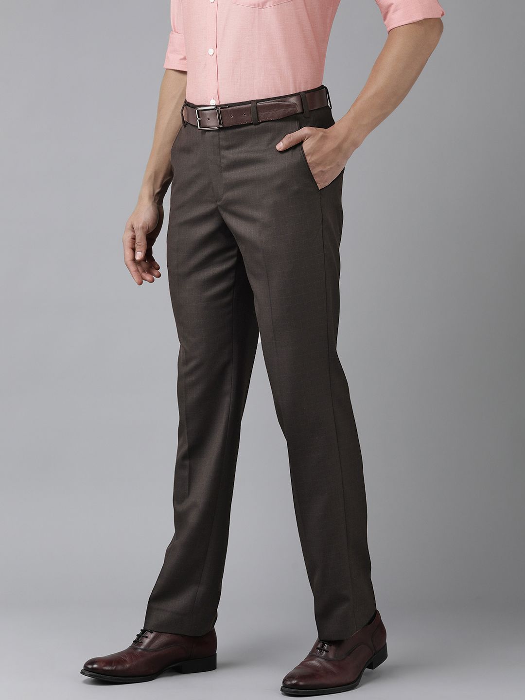 Park Avenue Men Checked Formal Trousers