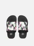 YK Boys White & Black Tropical Printed Sliders