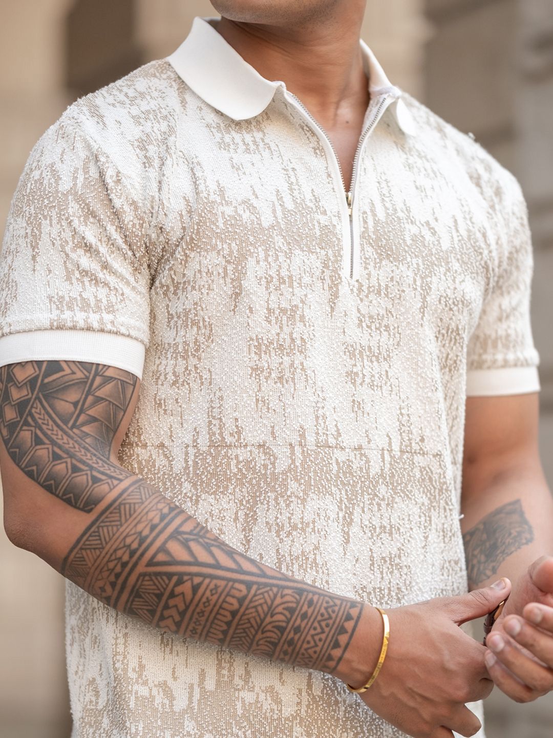 Powerlook Men Printed Polo Collar T-shirt