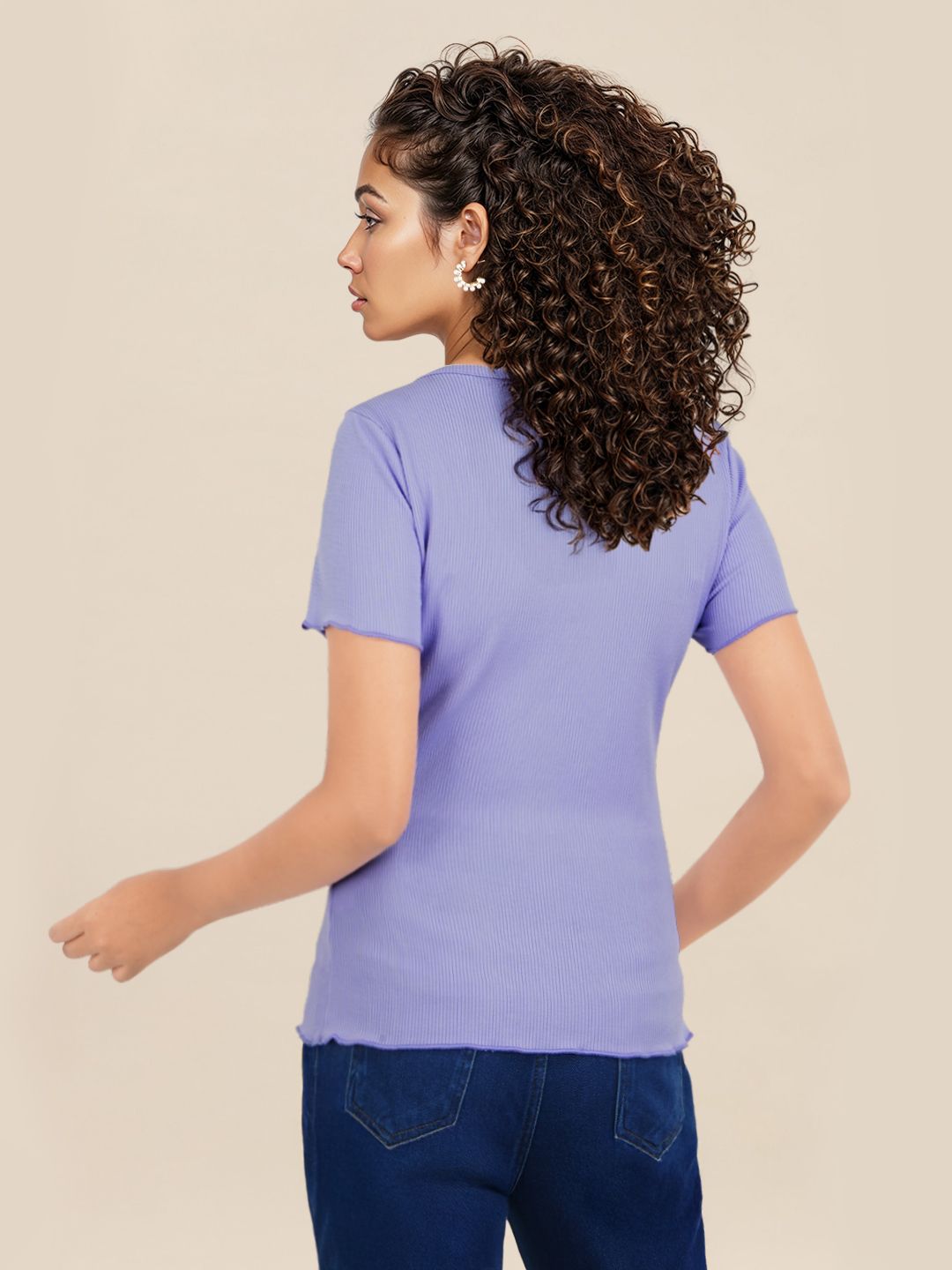 DressBerry Solid Ribbed T-shirt