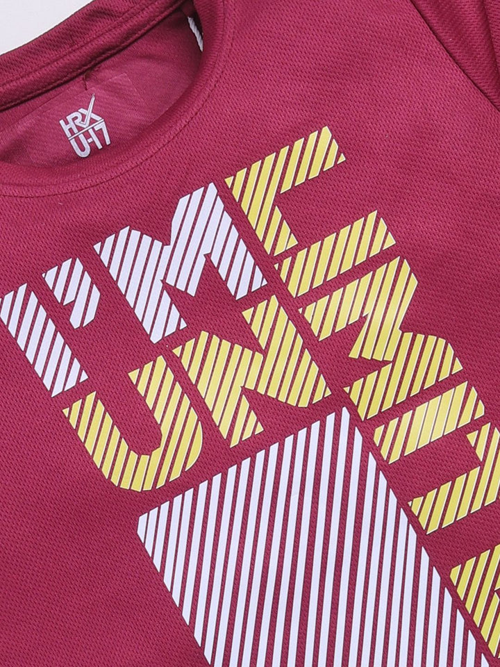 HRX by Hrithik Roshan Boys Typography Printed Rapid-Dry T-shirt