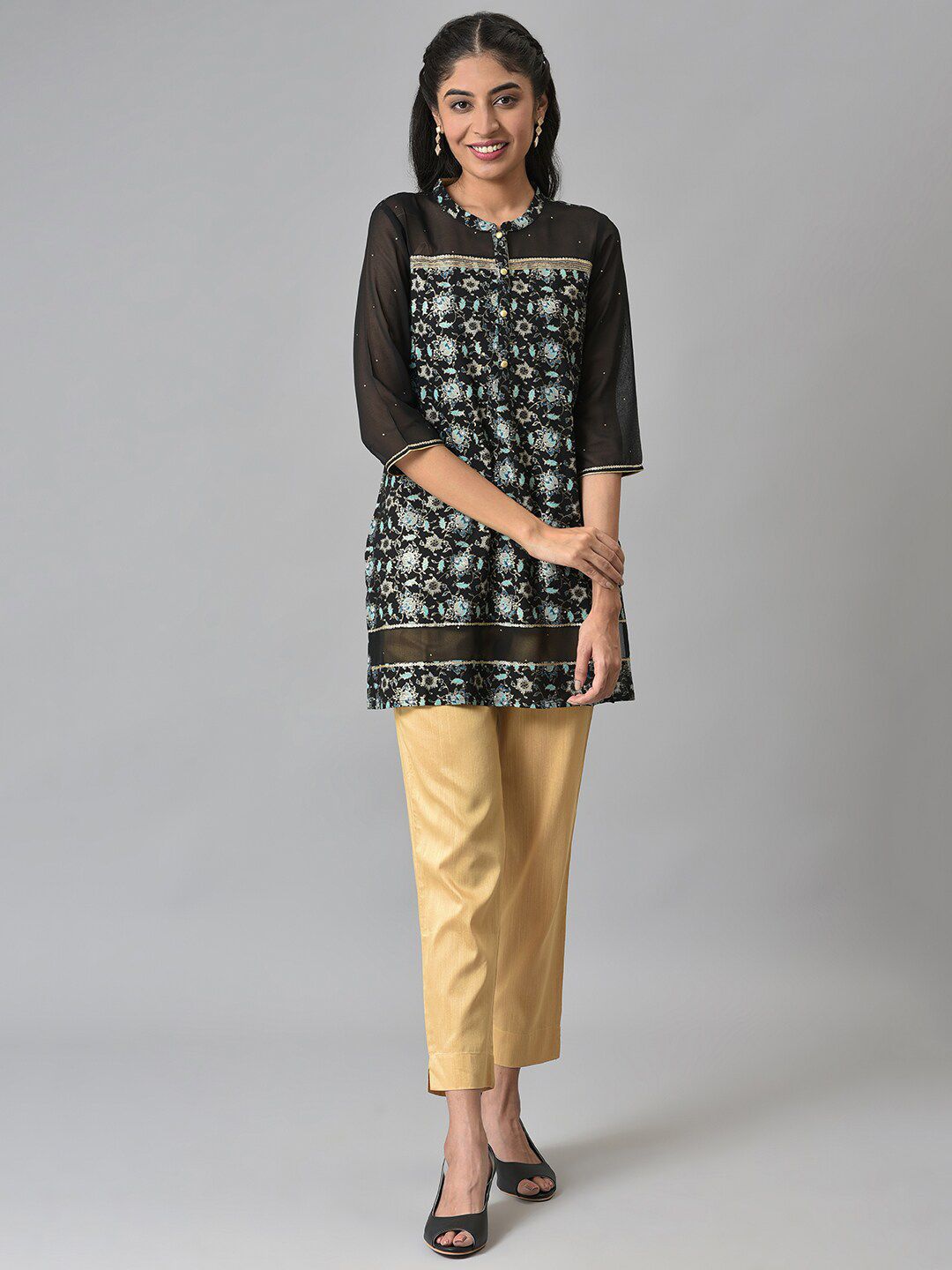 AURELIA Festive Floral Print Kurta