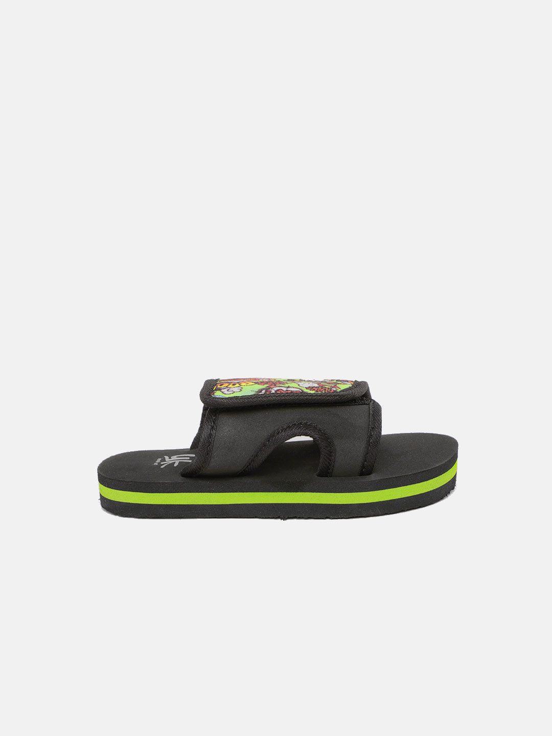 YK Kids Green & Black Printed Slip-On Flip-Flops