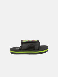 YK Kids Green & Black Printed Slip-On Flip-Flops