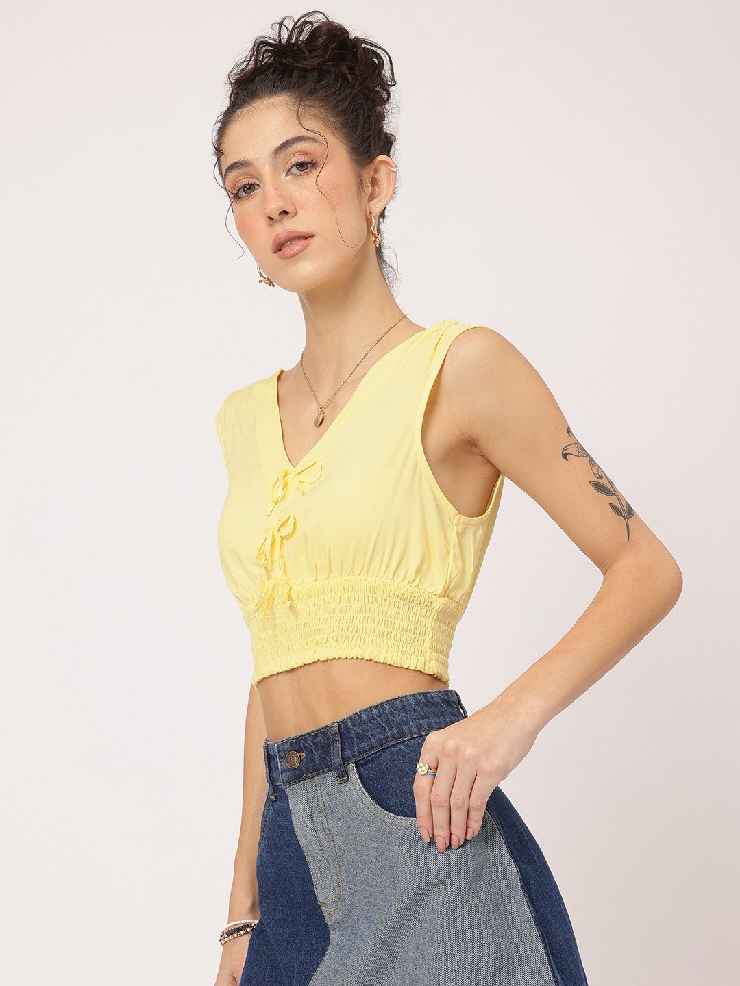 DressBerry Pastel Play Flirty Bows Blouson Top