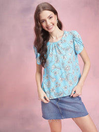 DressBerry Polka Dot Print Puff Sleeves Top