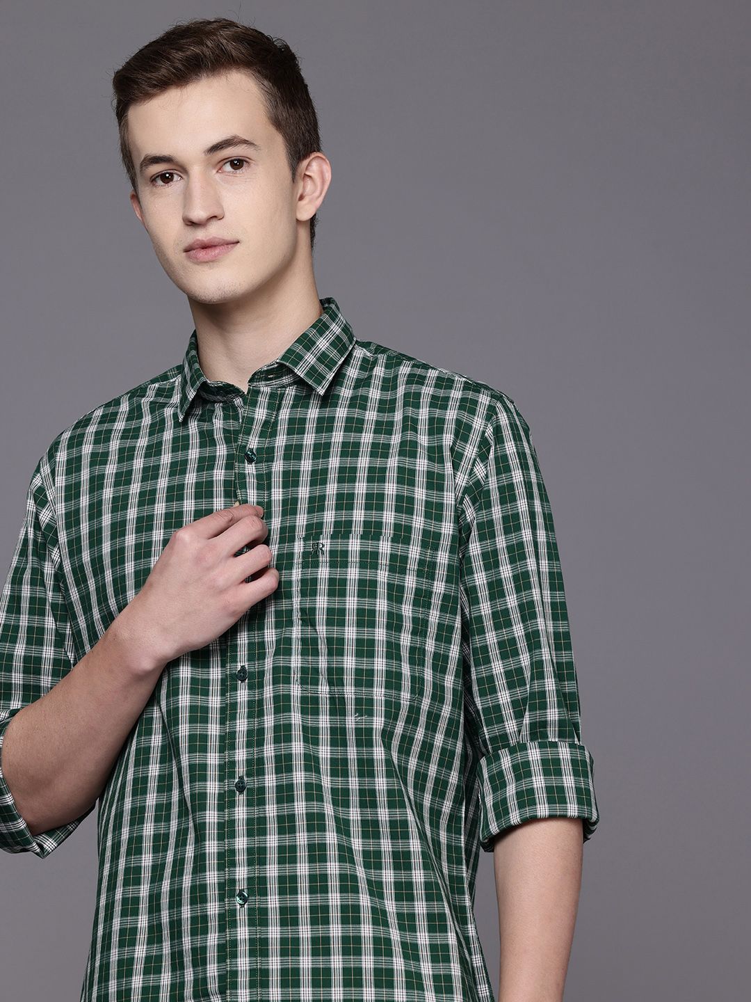 Raymond Pure Cotton Slim Fit Checked Casual Shirt