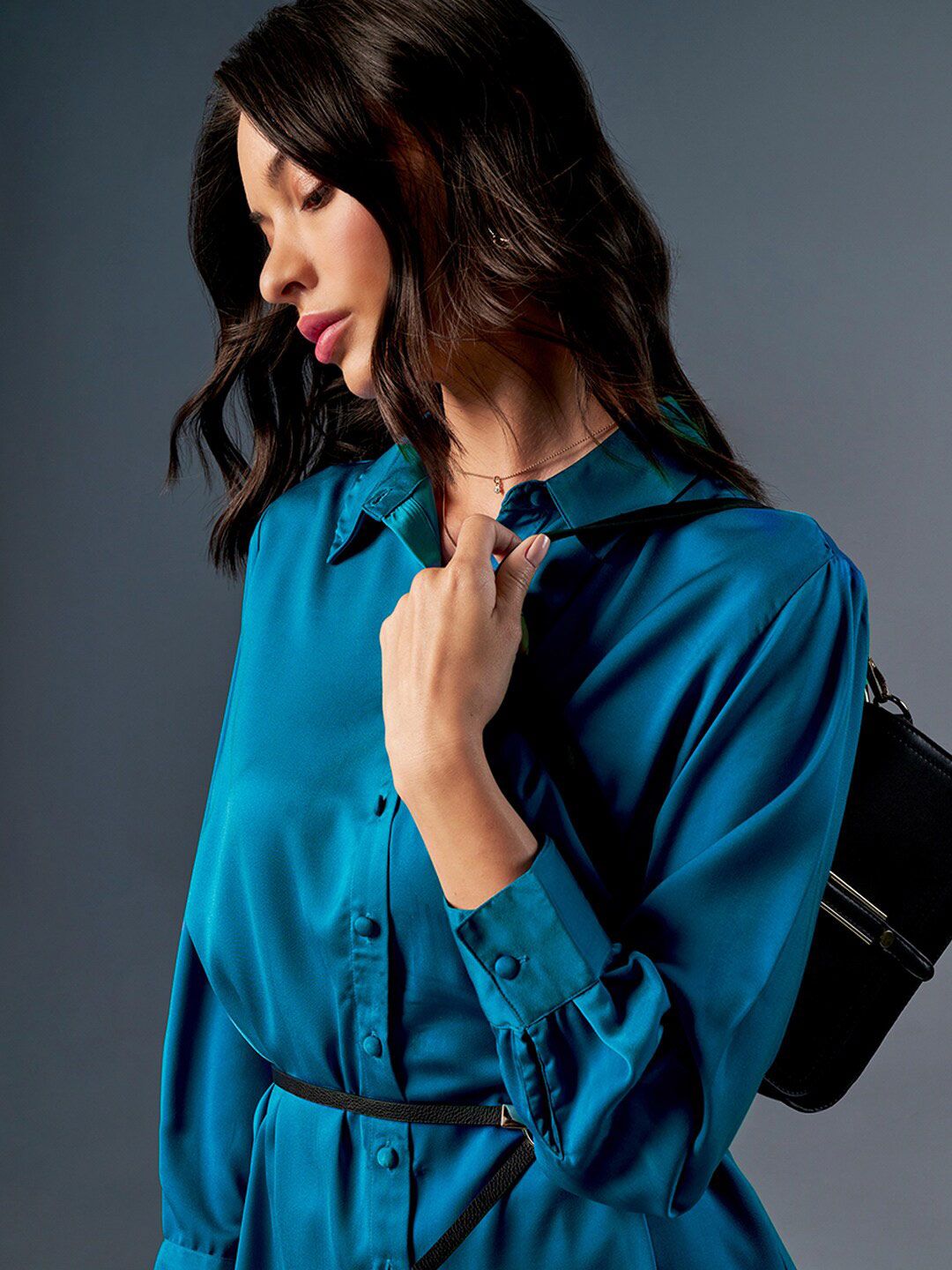 AND Cuffed Sleeves Shirt Style Top