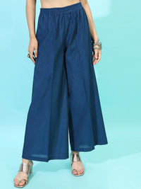 Vishudh Women Teal Ethnic Motifs Printed Kurta with Palazzos & With Dupatta