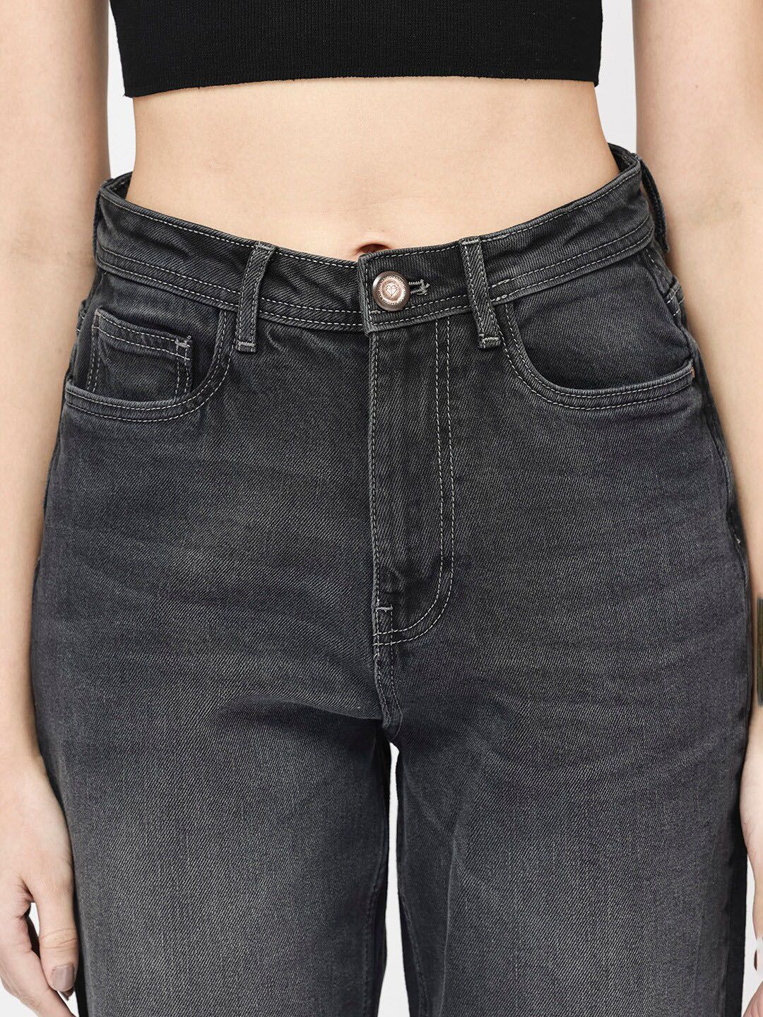 RAREISM Women Clean Look Mid-Rise Comfort Light Fade Cotton Jeans