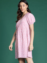 DressBerry Print Puff Sleeve Empire  Dress