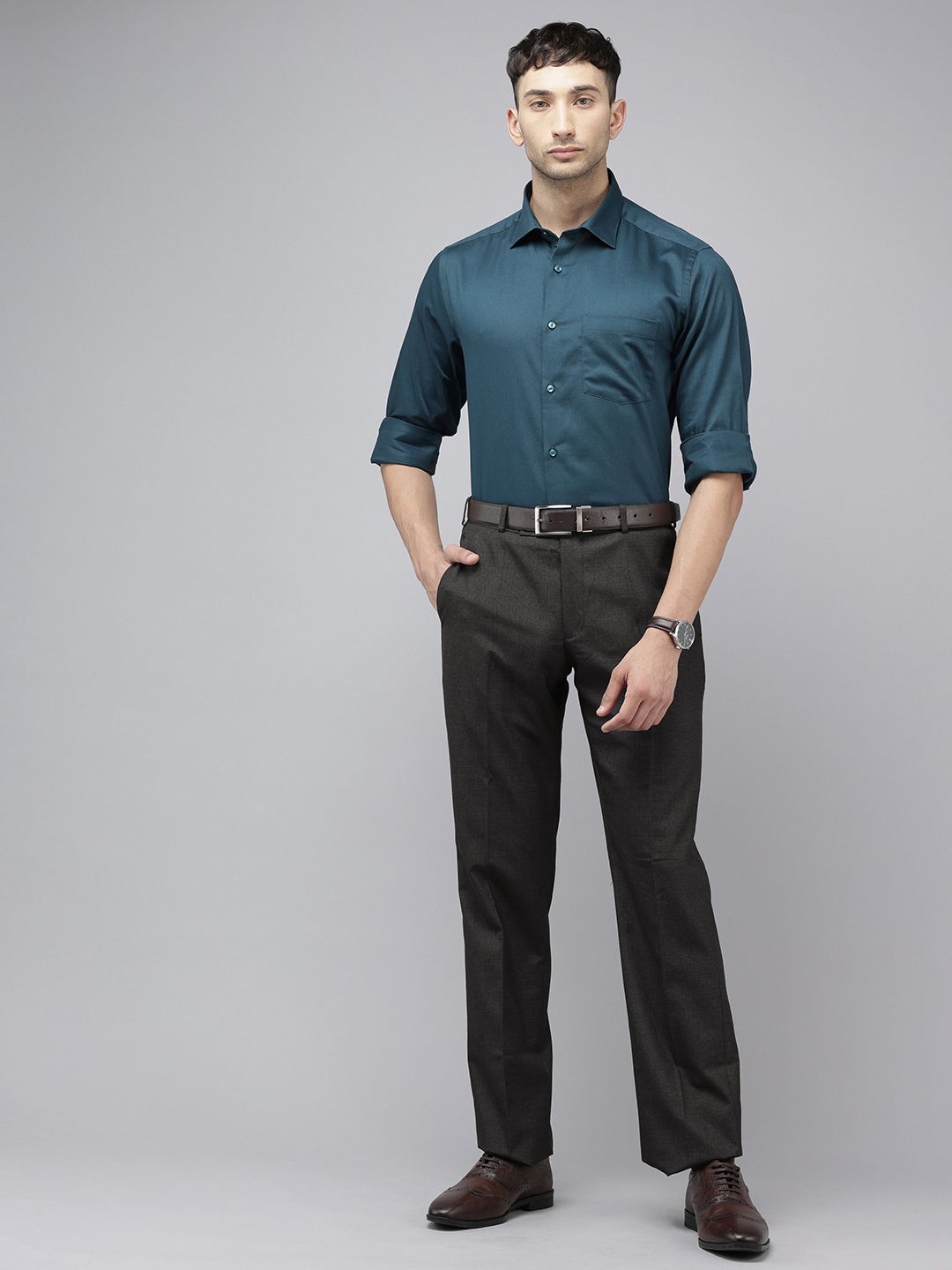 Park Avenue Men Textured Formal Trousers