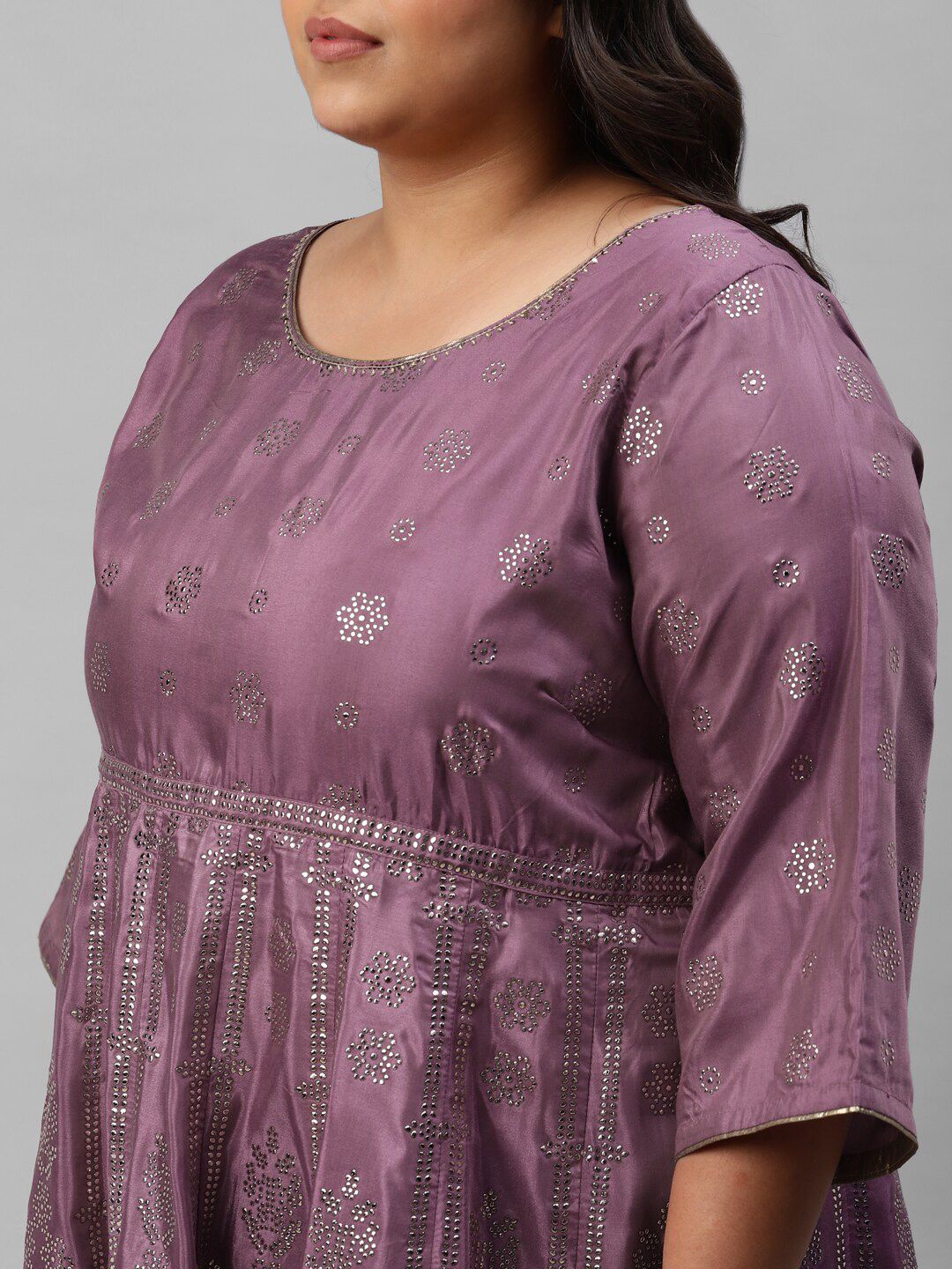 W Purple Women Plus Size Ethnic Motifs Maxi Dress