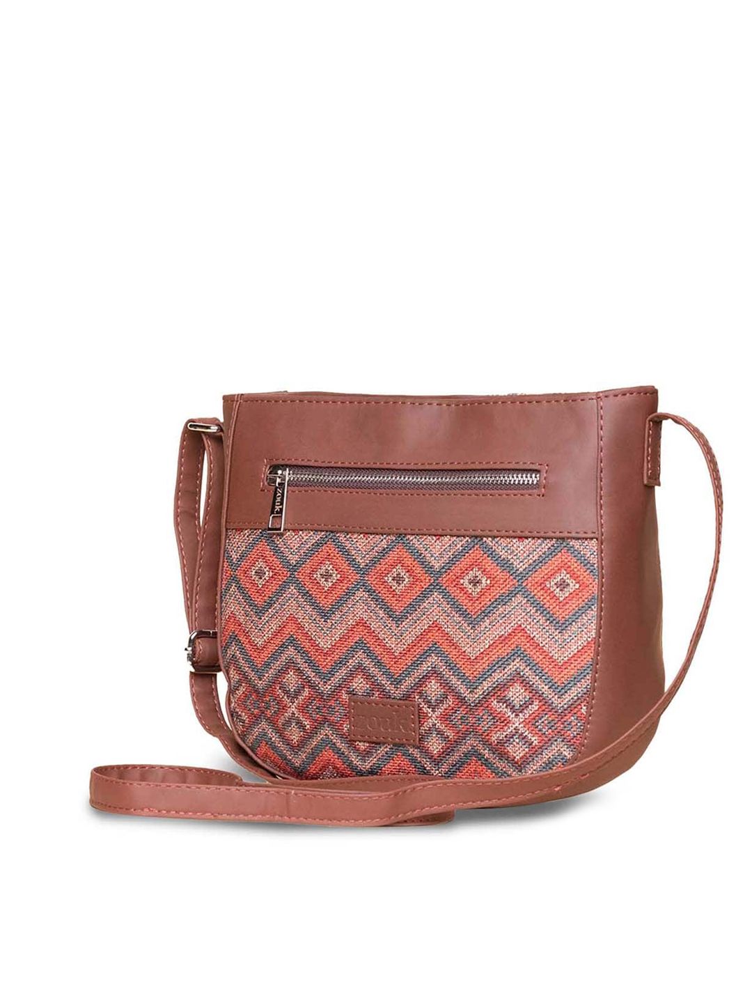 ZOUK Geometric Printed Structured Sling Bag