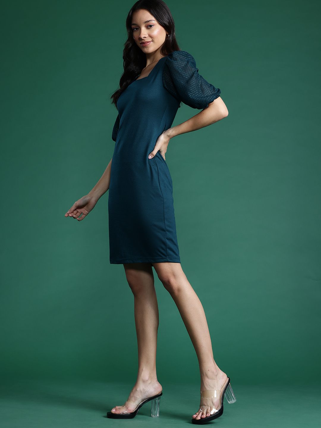 DressBerry Puff Sleeve Sheath Dress