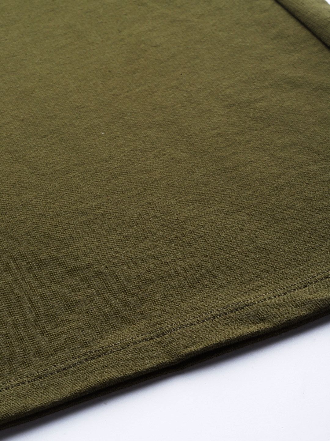 SASSAFRAS Women Olive Green High-Rise Wide Leg Track Pants