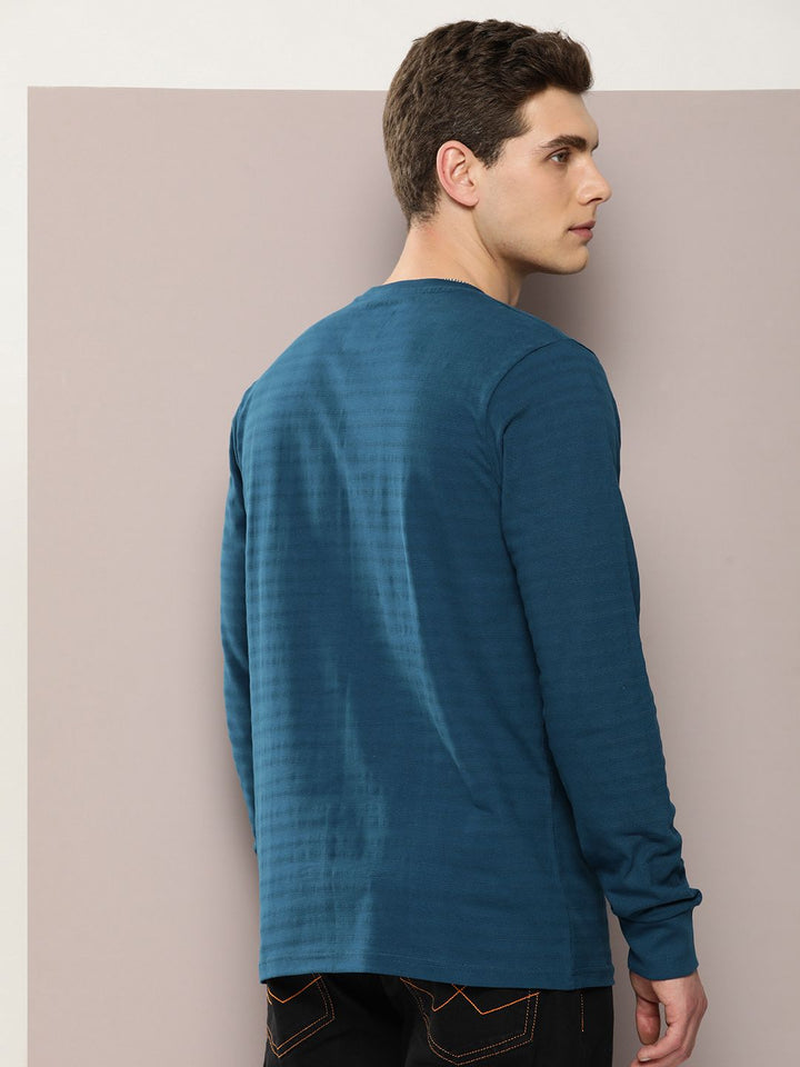 DILLINGER Men Striped Jacquard Structure Pockets T-shirt