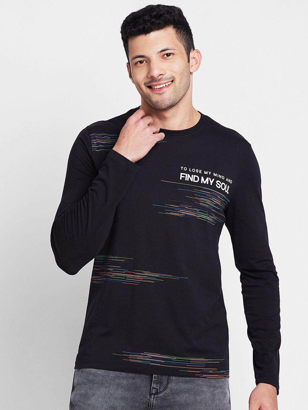 Being Human Typography Printed Round Neck Long Sleeves Regular T-shirt