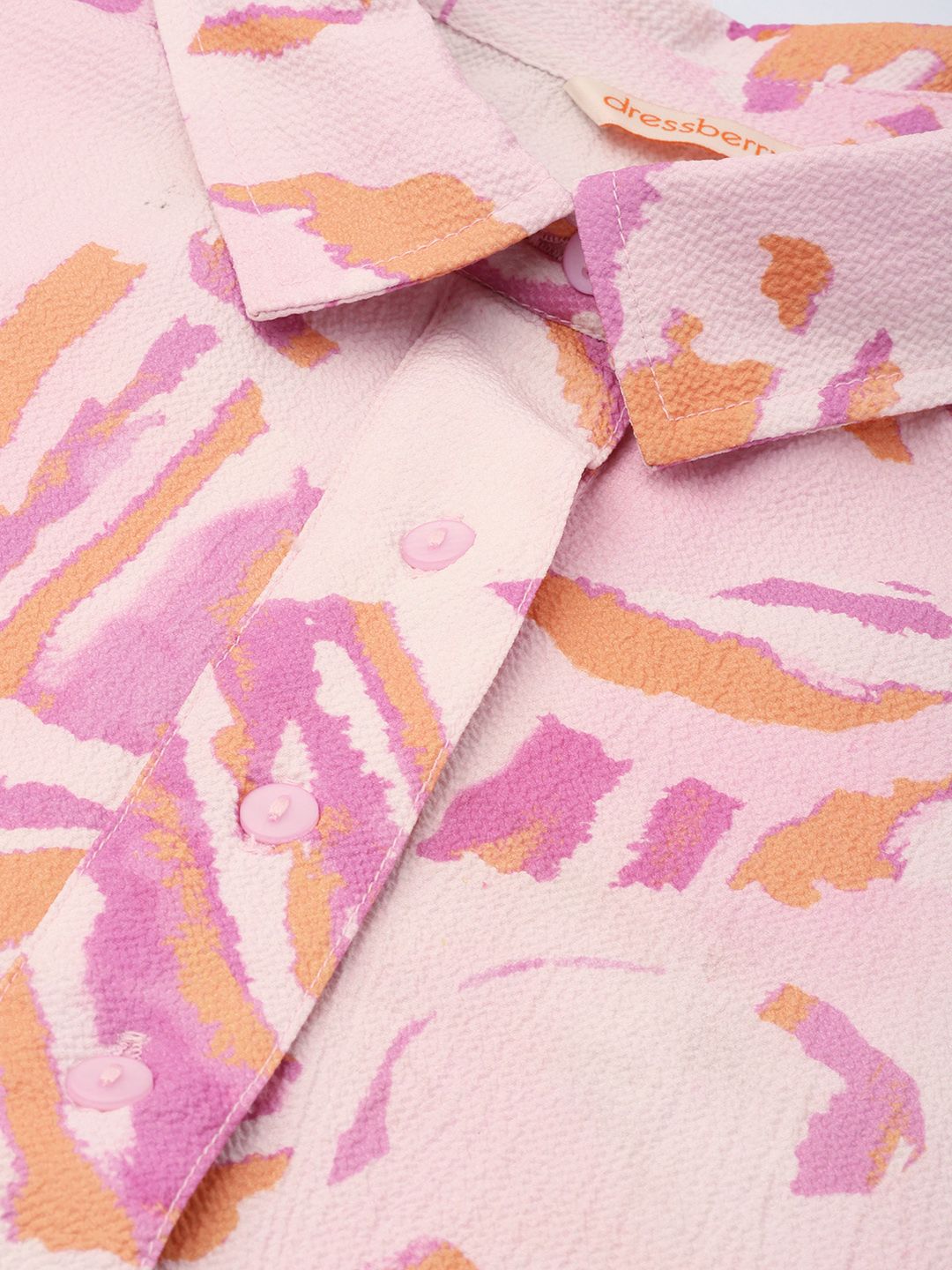 DressBerry Heritage-Inspired Printed Waist Tie-Up Shirt Style Longline Top