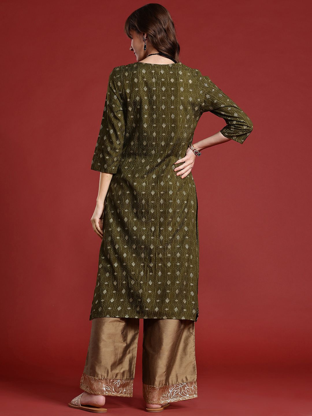 Anouk Geometric Printed Straight Kurta