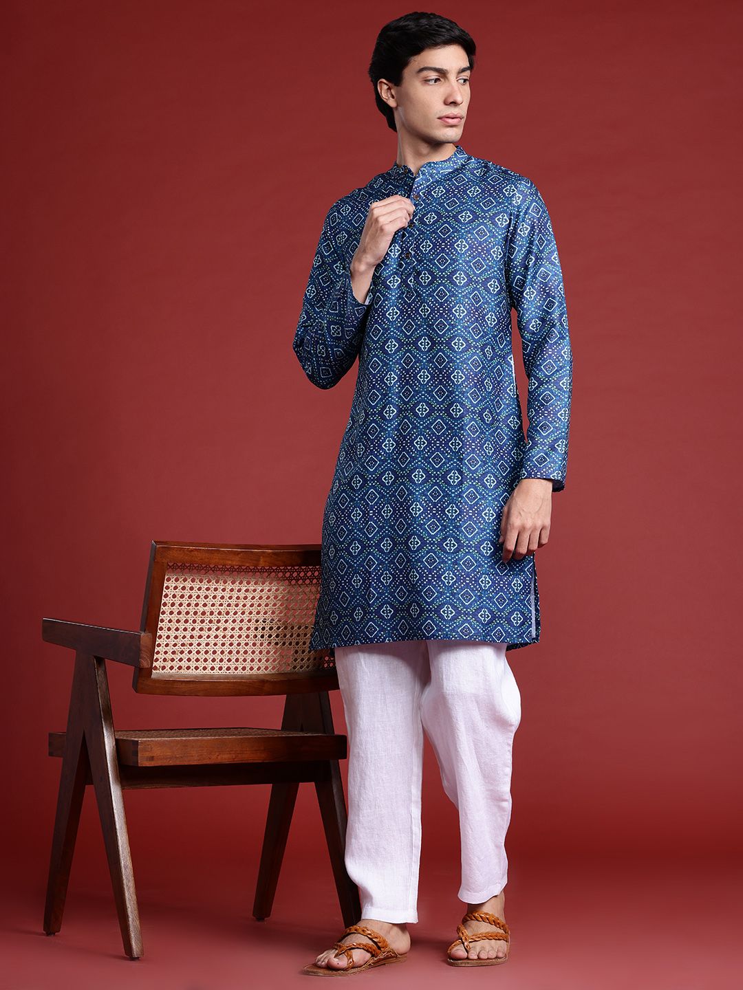 Anouk Bandhani Print Straight Kurta