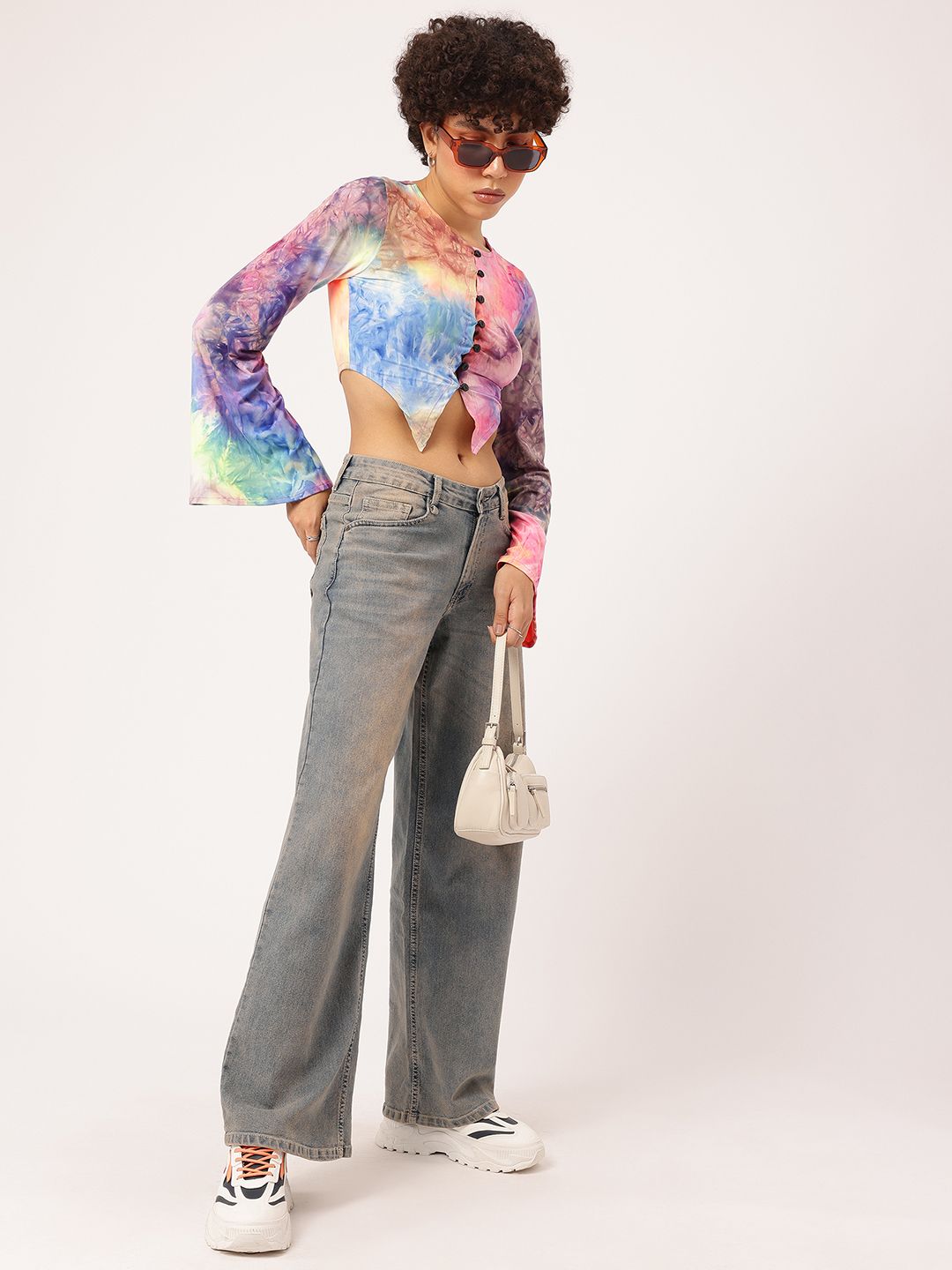 DressBerry Tie Dye Delight Front Buttoned Crop Top