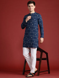 Anouk Geometric Thread Work Indigo Kurta