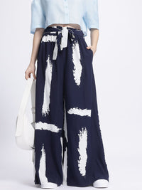 DressBerry Women Abstract Art Wide Leg Trousers