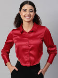 STREET 9 Red Shirt Style Crop Top