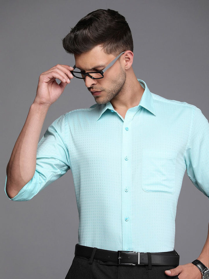 Raymond Pure Cotton Self Design Textured Slim Fit Formal Shirt
