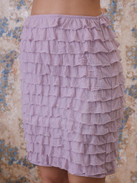 Athena Purple Above Knee Length Ruffled Straight Skirt