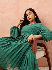 all about you Box Pleats Wrap Dress with Belt