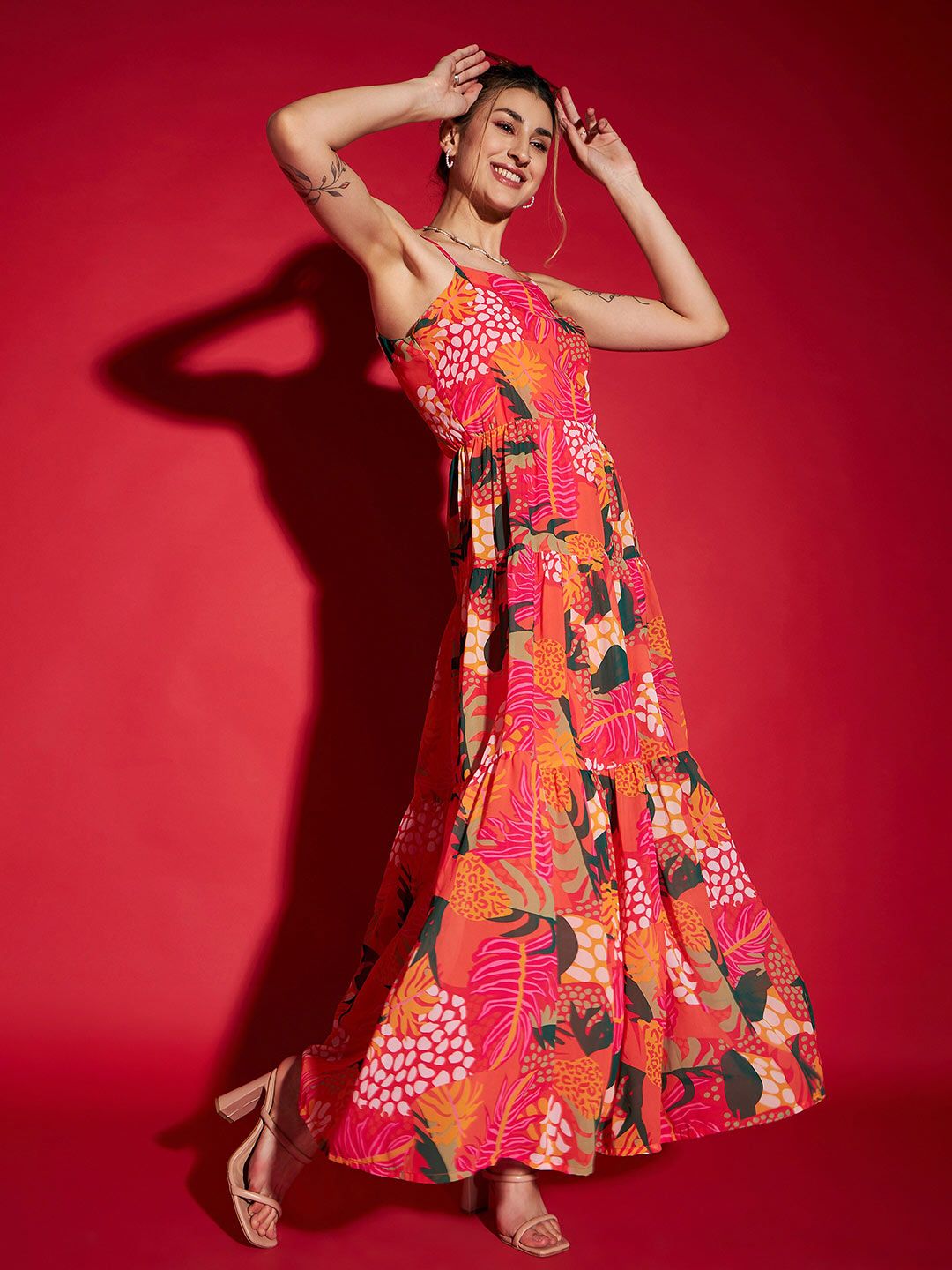 SASSAFRAS Floral Print Maxi Dress