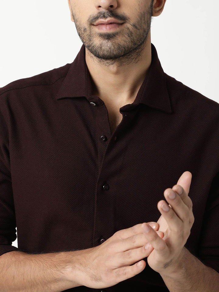 RARE RABBIT Men Veniziaa Textured Slim Fit Cotton Shirt