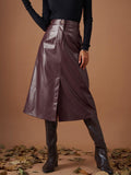 SASSAFRAS Maroon A-Line Midi Skirt