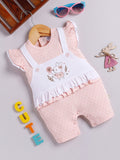 Moms Love Infant Girls Printed Cotton Rompers with Applique Detail