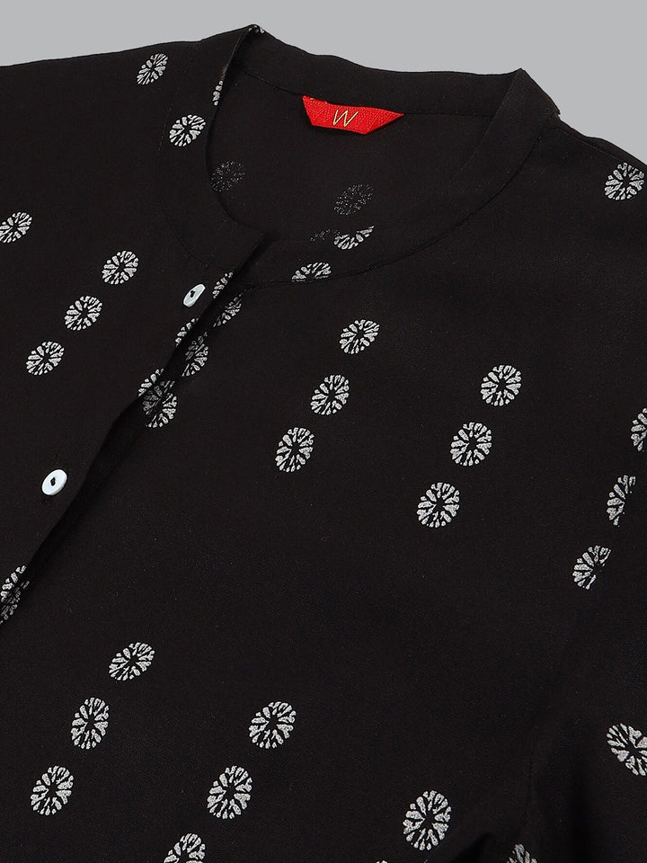 W Women Black Geometric Printed  Kurta