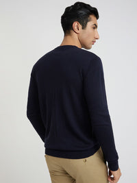 Raymond Men Navy Blue Printed Pullover