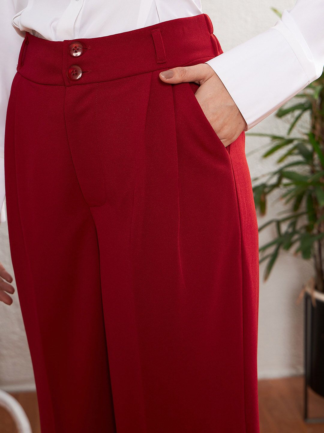 SASSAFRAS worklyf Women Straight Fit Easy Wash Formal Trousers